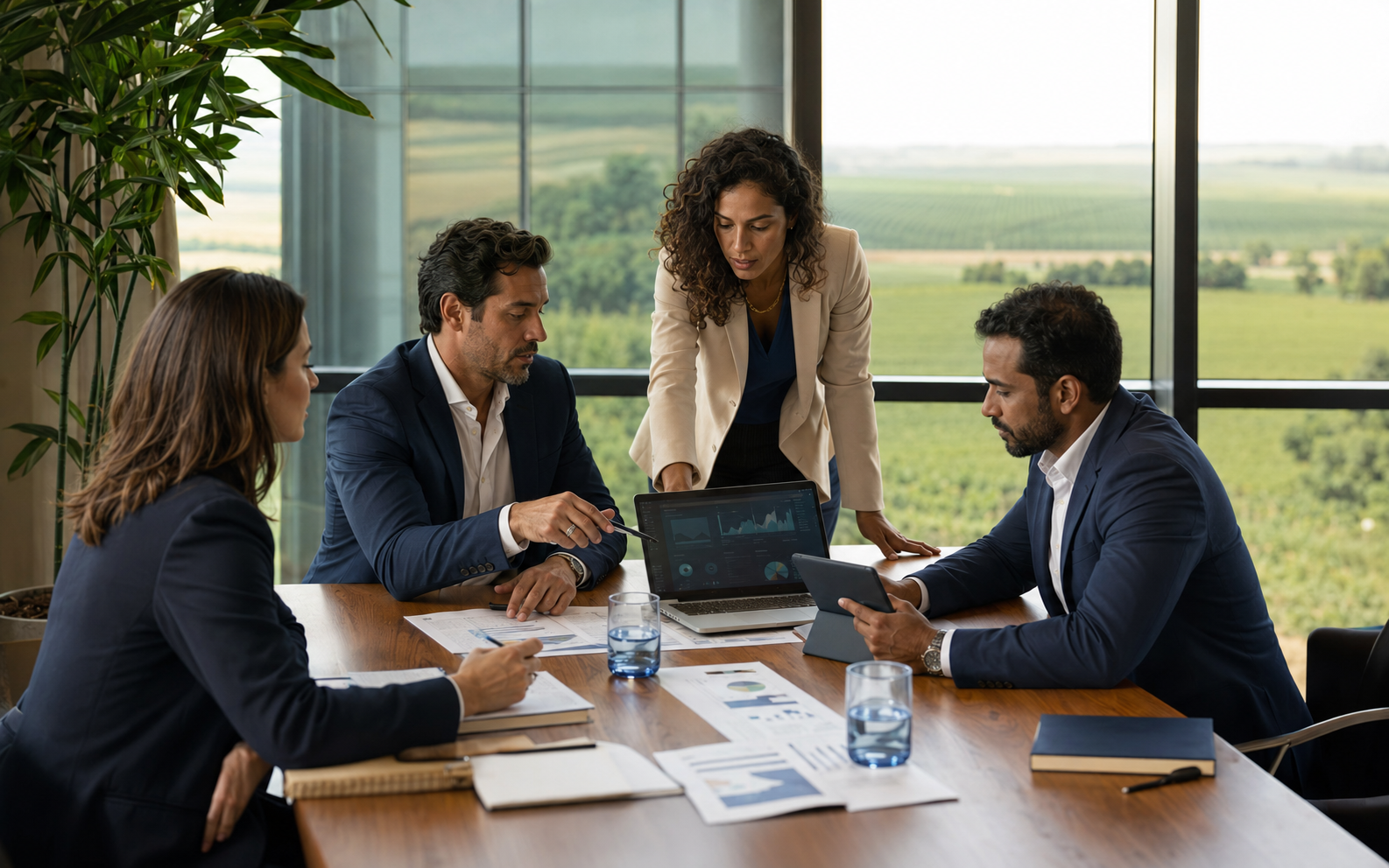 Profissionais analisando informações financeiras e gerenciais